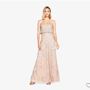 Adrianna Papell Bridesmaid beaded blouse gown - champagne
